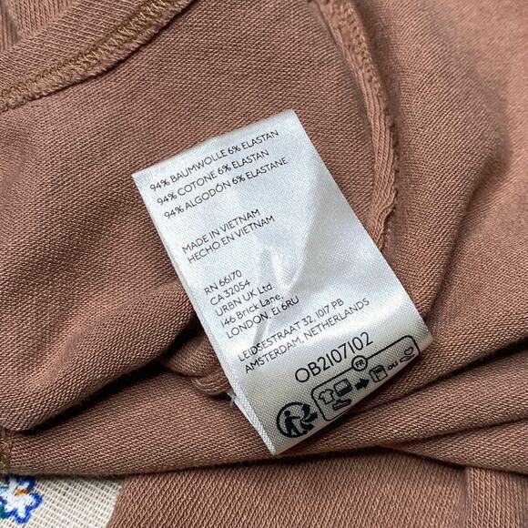 Free People Iris Off Shoulder Layering Top Cotton Jersey Long Sleeve Brown Sz XS - Picture 7 of 8